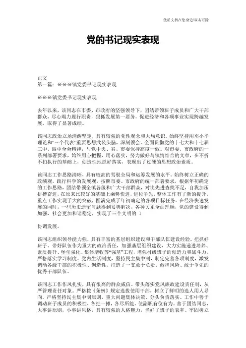 党的书记现实表现