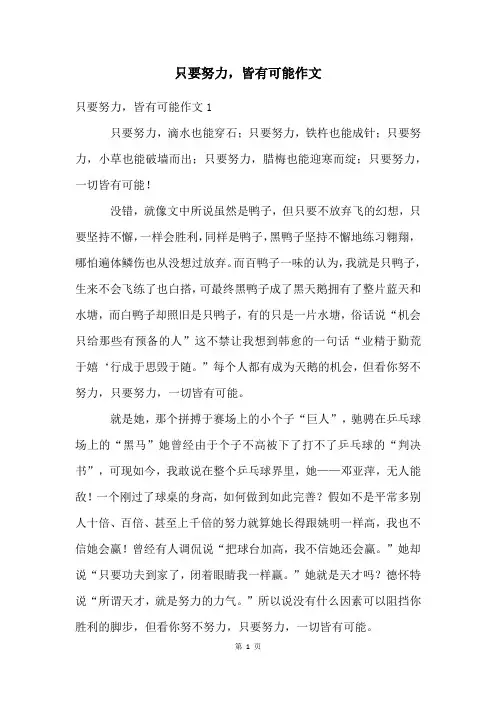 只要努力,皆有可能作文