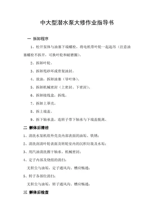 中大型潜水泵大修作业指导书