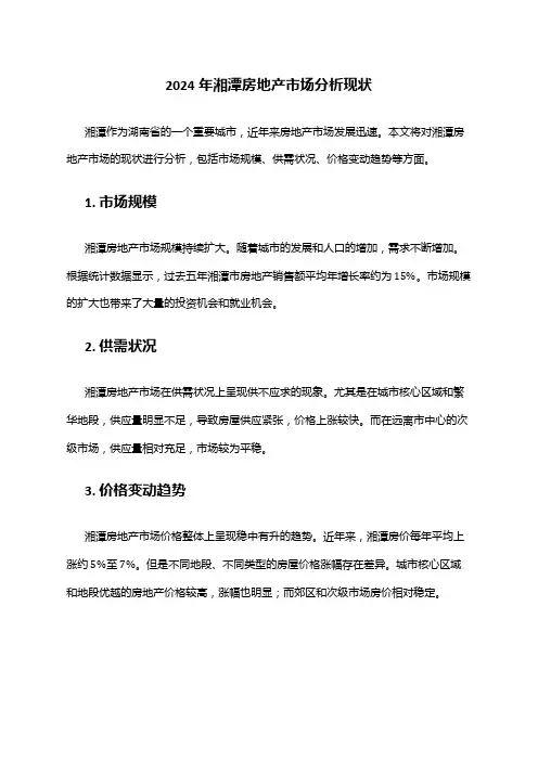 2024年湘潭房地产市场分析现状