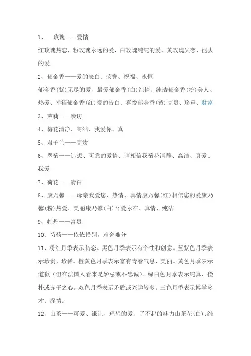 送各类花的寓意