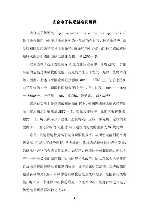 光合电子传递链名词解释