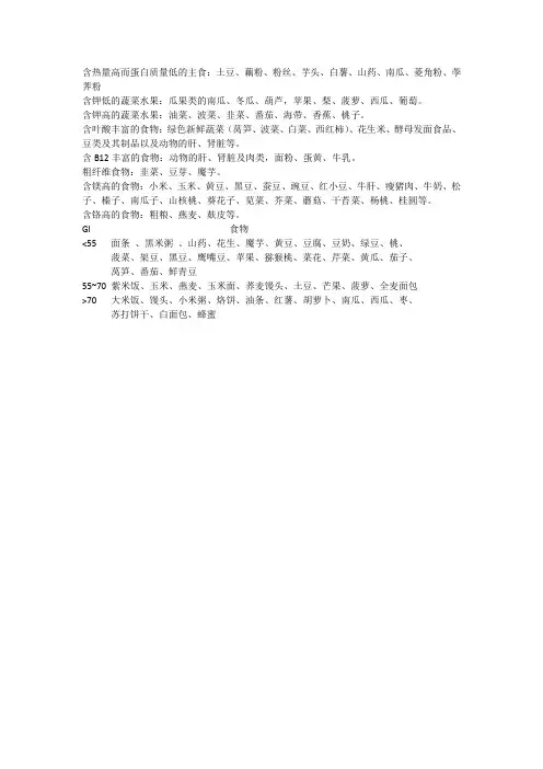 食物特点