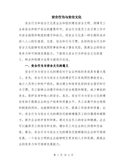 安全行为与安全文化