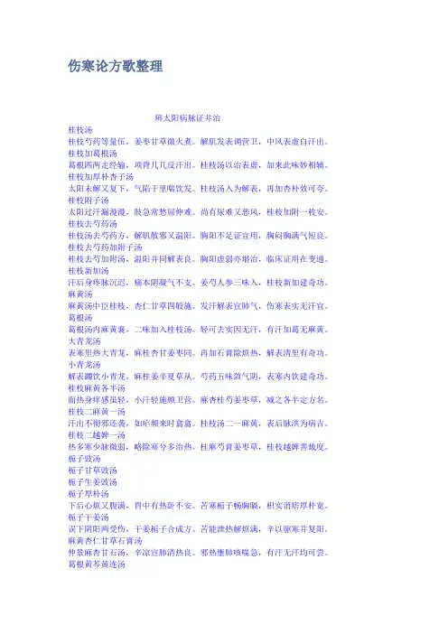 伤寒论方歌整理