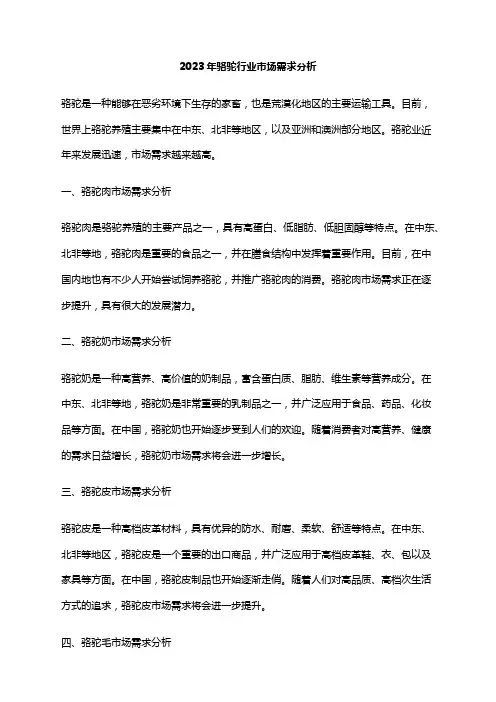 2023年骆驼行业市场需求分析