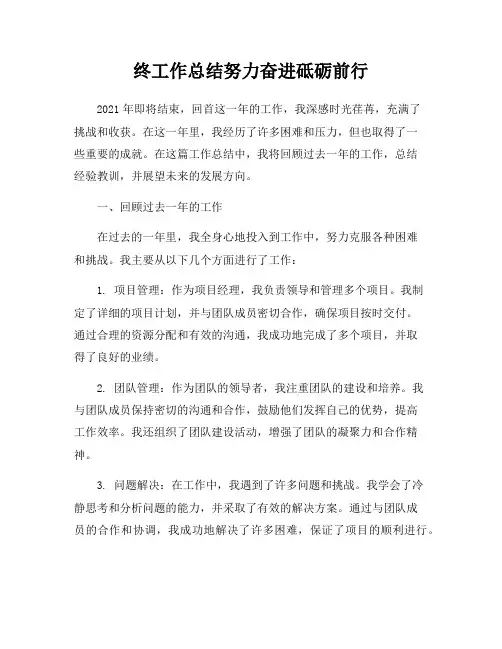 终工作总结努力奋进砥砺前行