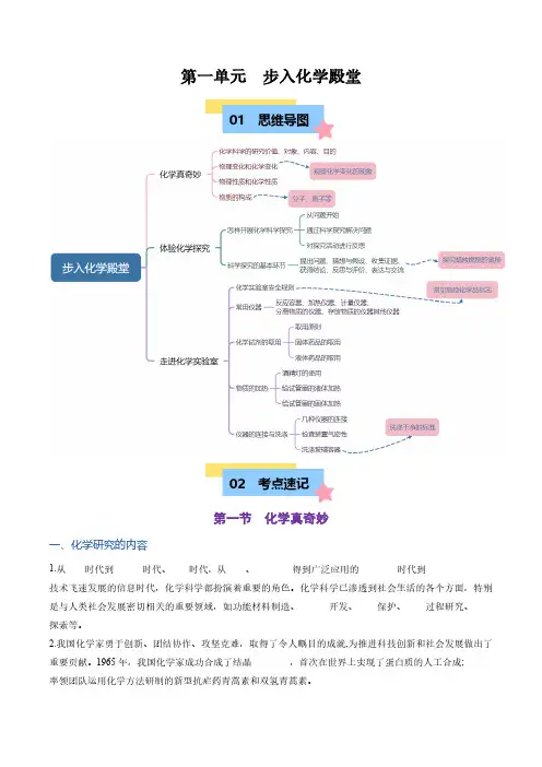 第一单元 步入化学殿堂【知识清单】(学生版) 2024-2025学年九年级化学上册单元速记(鲁教版)