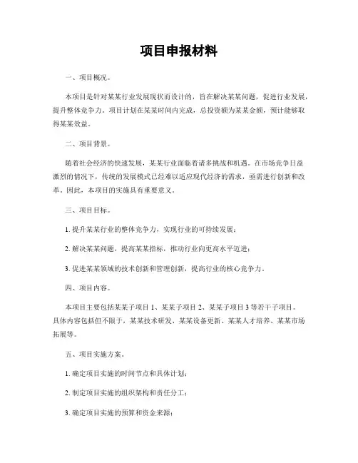 项目申报材料