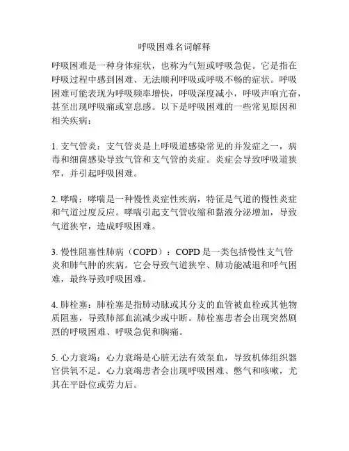 呼吸困难名词解释