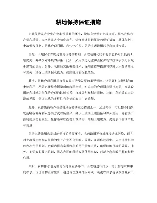 耕地保持保证措施