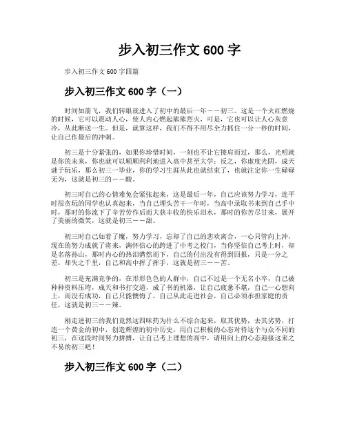 步入初三作文600字