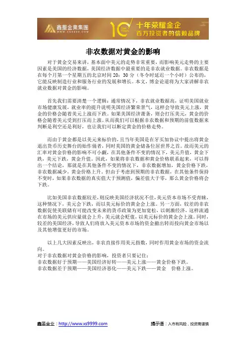 非农数据对黄金的影响.