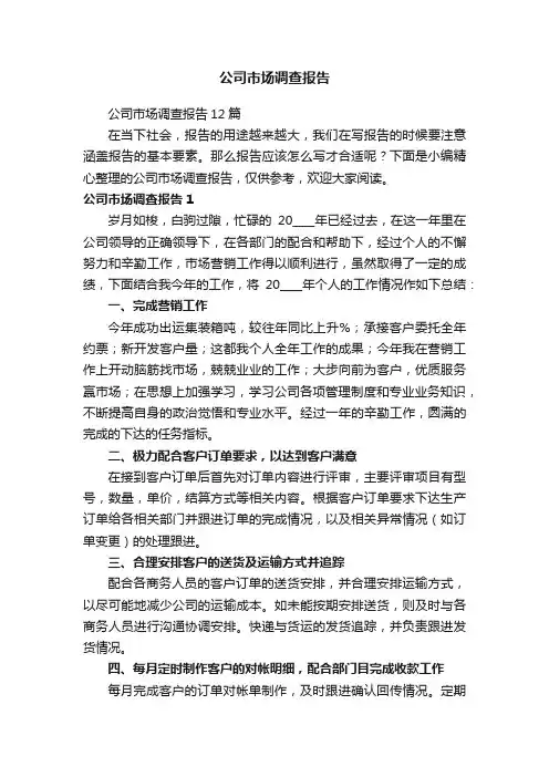 公司市场调查报告