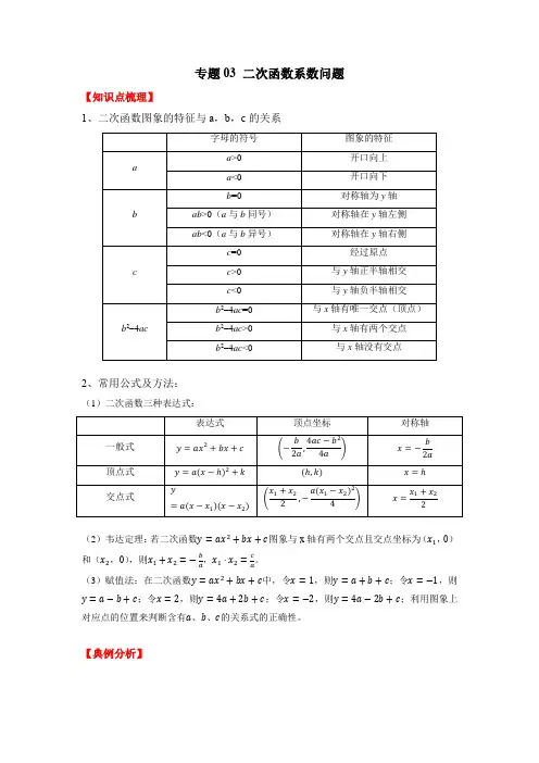 备战中考数学二轮专题归纳提升真题二次函数系数问题(解析版)