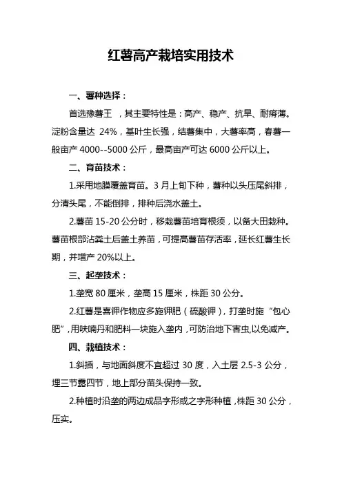 红薯高产栽培实用技术