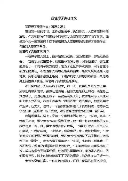 我懂得了责任作文