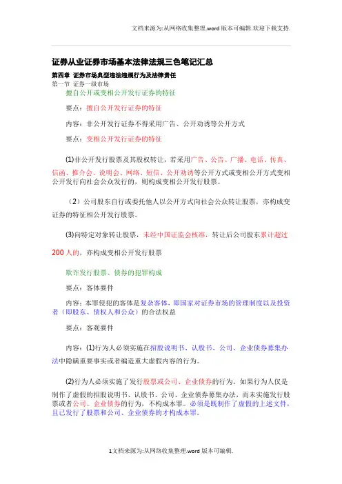证券市场基本法律法规三色笔记：第四章