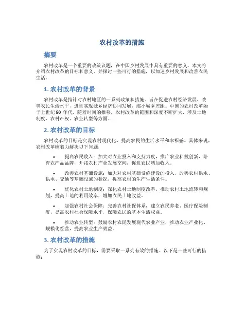 农村改革的措施