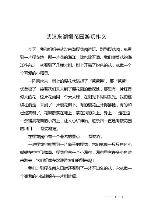 武汉东湖樱花园游玩作文
