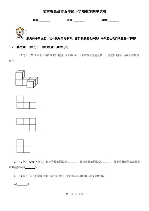 甘肃省金昌市五年级下学期数学期中试卷