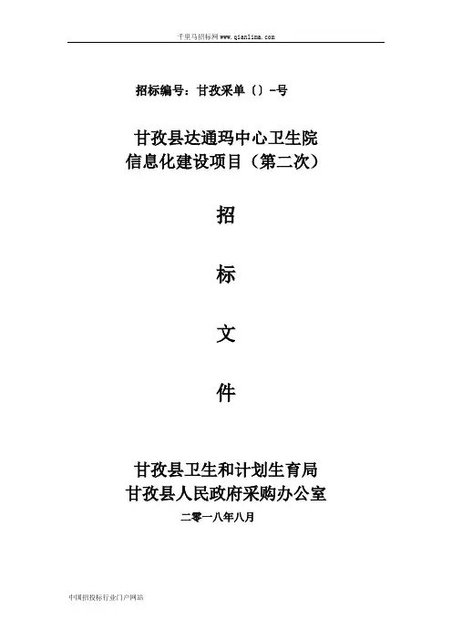 卫生院信息化建设项招投标书范本