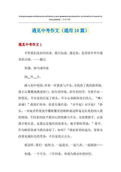 遇见中考作文(通用10篇)