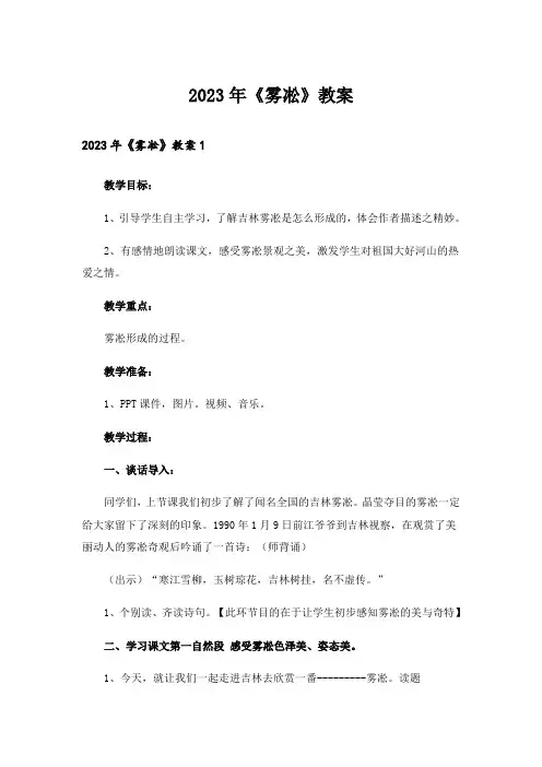 2023年《雾凇》教案