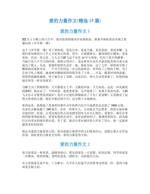 爱的力量作文(精选15篇)