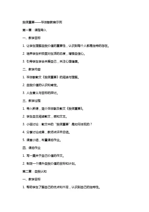 我很重要毕淑敏教案示例