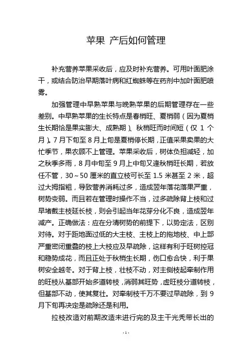 苹果 产后如何管理