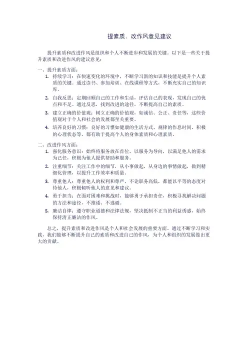 提素质、改作风意见建议