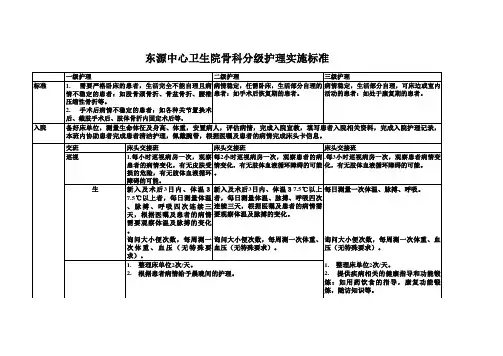 骨科分级护理标准