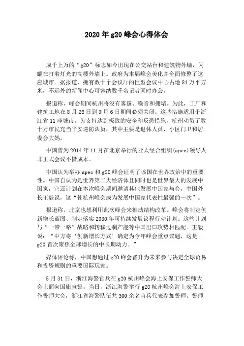 2020年g20峰会心得体会