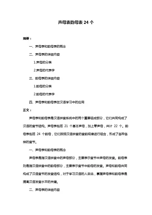 声母表韵母表24个