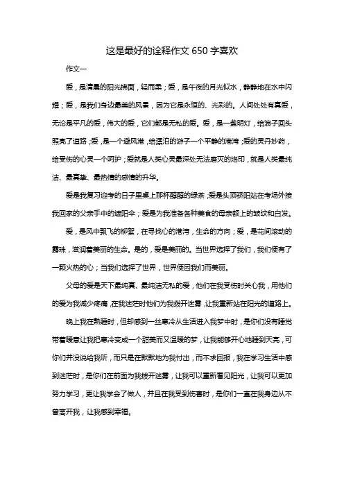 这是最好的诠释作文650字喜欢
