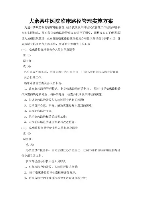 临床路径管理工作体系