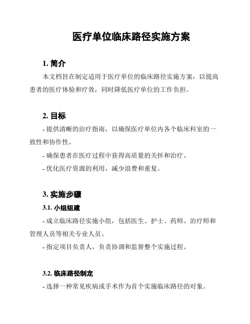 医疗单位临床路径实施方案