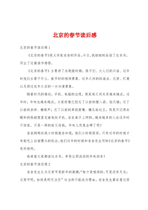 北京的春节读后感