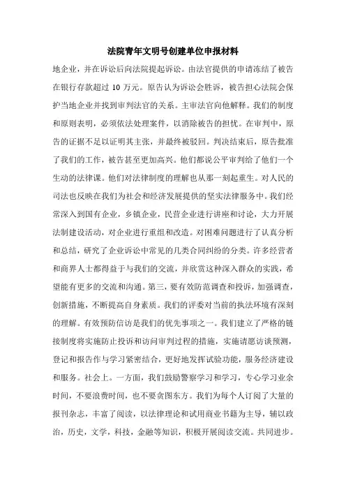 法院青年文明号创建单位申报材料.doc
