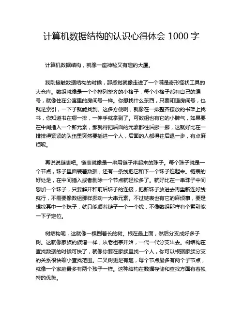 计算机数据结构的认识心得体会 1000字