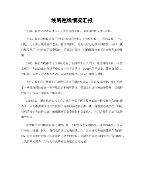 线路巡线情况汇报