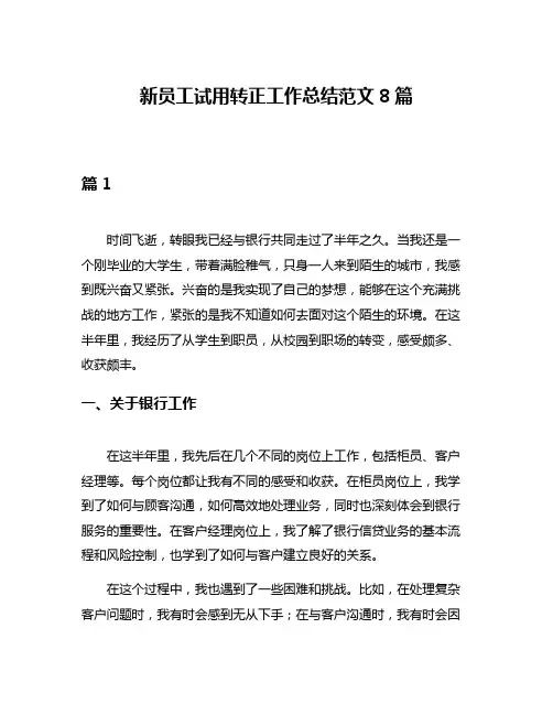 新员工试用转正工作总结范文8篇