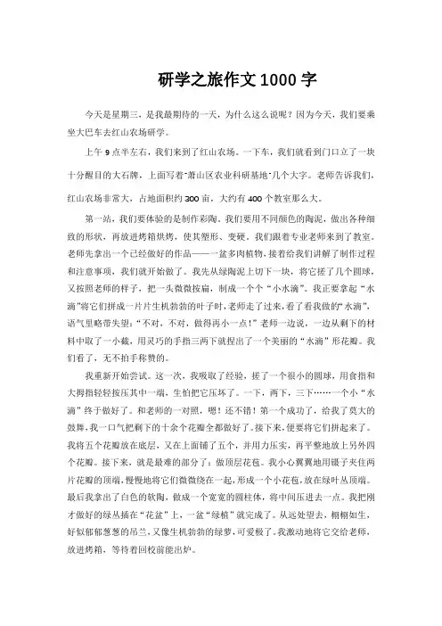 研学之旅作文1000字