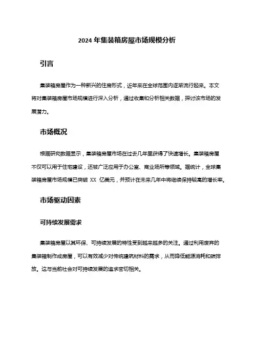 2024年集装箱房屋市场规模分析