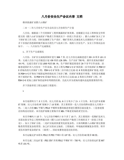 八月份安全生产会议内容 文档