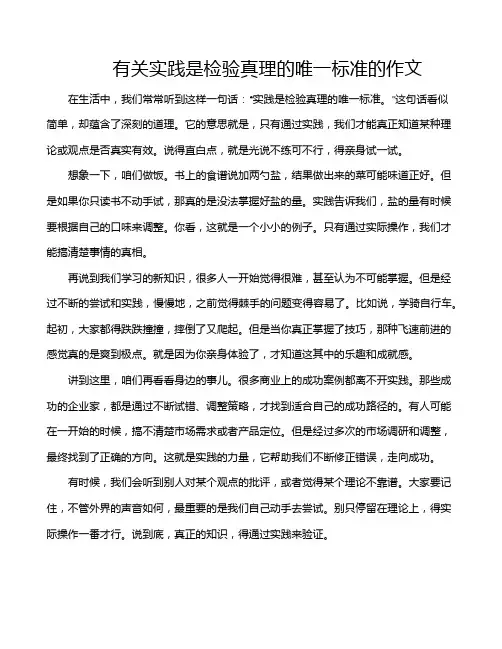 有关实践是检验真理的唯一标准的作文