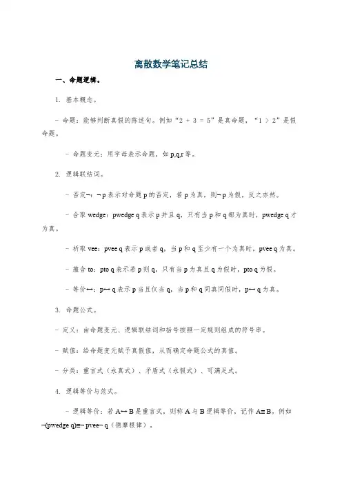 离散数学笔记总结