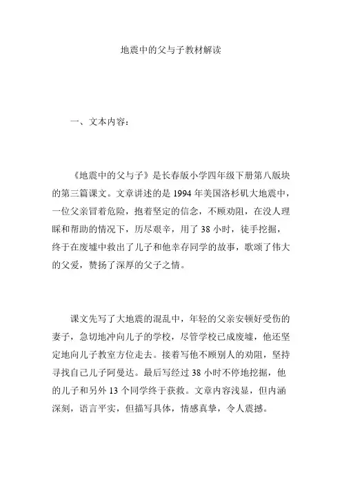 地震中的父与子教材解读
