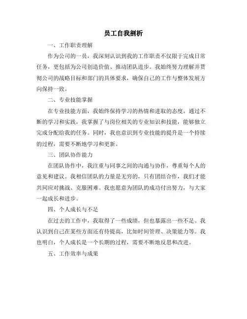 员工自我剖析